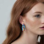 Pendientes aro abalorios fucsia - Imagen 2