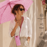 Paraguas Plegable Mujer Vichy Rosa | Ultraligero Antiviento UV50+ - Imagen 3
