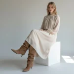 Bota Alta Marrón Mujer con Tacón Fino - Imagen 2